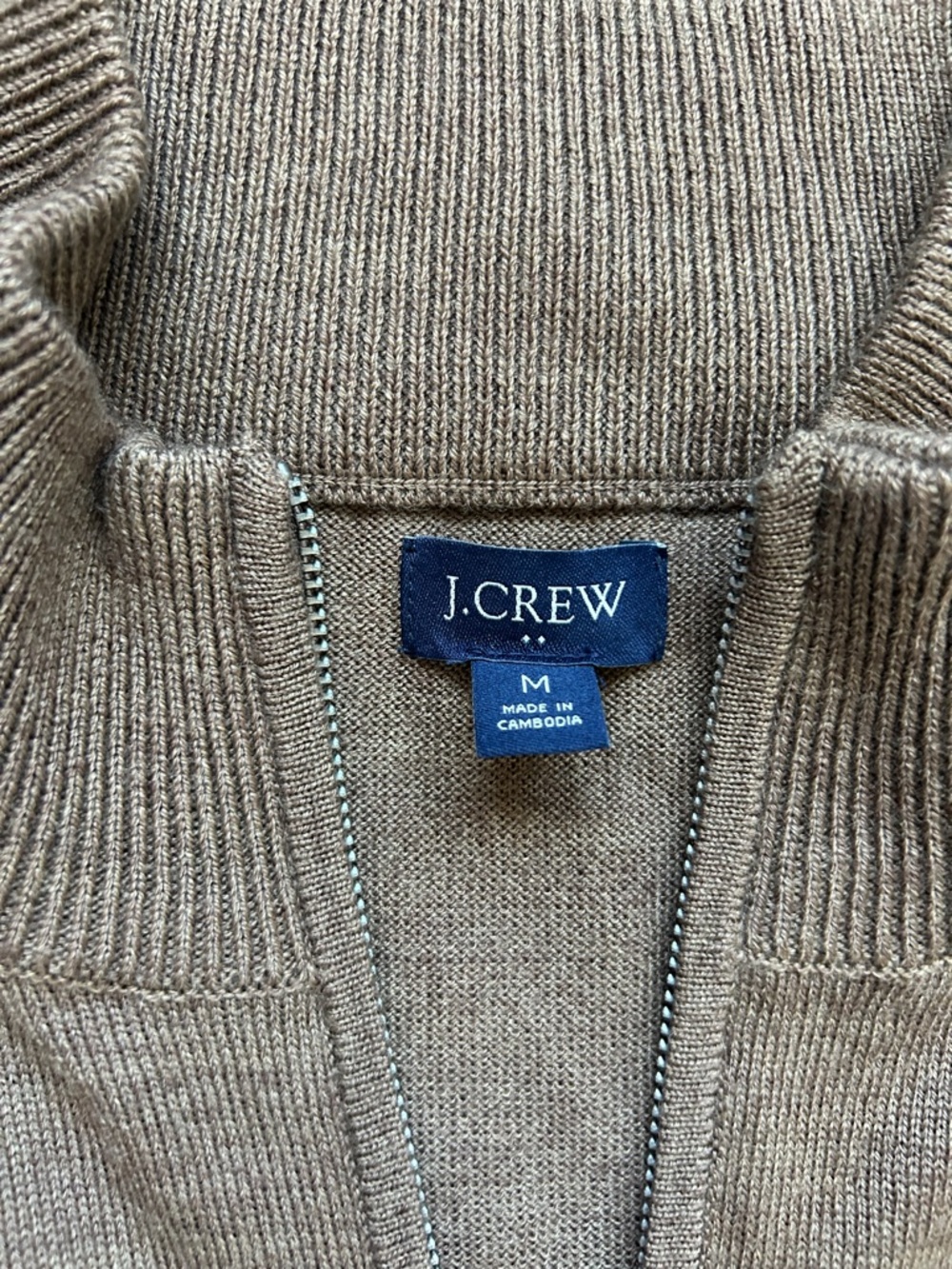 J. Crew Men's Brown Zip Mock-Neck Sweater - Picture 2 of 7